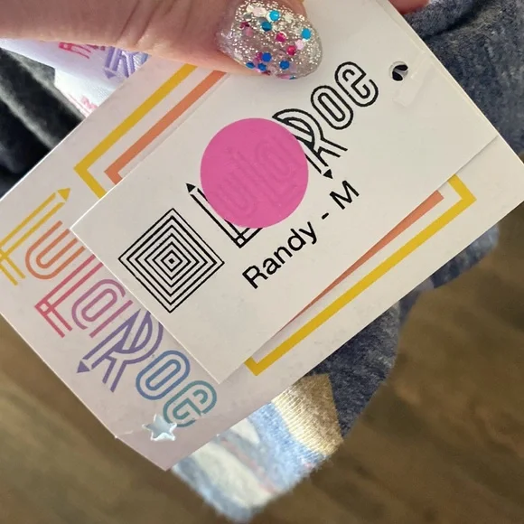 Lularoe Randy T Shirt 3/4 Sleeve Medium M New NWT Blue Gray Geometric - Picture 5 of 8